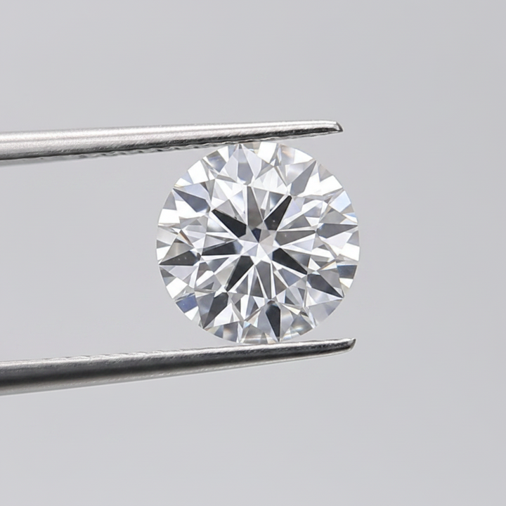 Diamante cultivado em laboratório com corte redondo de 0,50 quilates, VS2/D