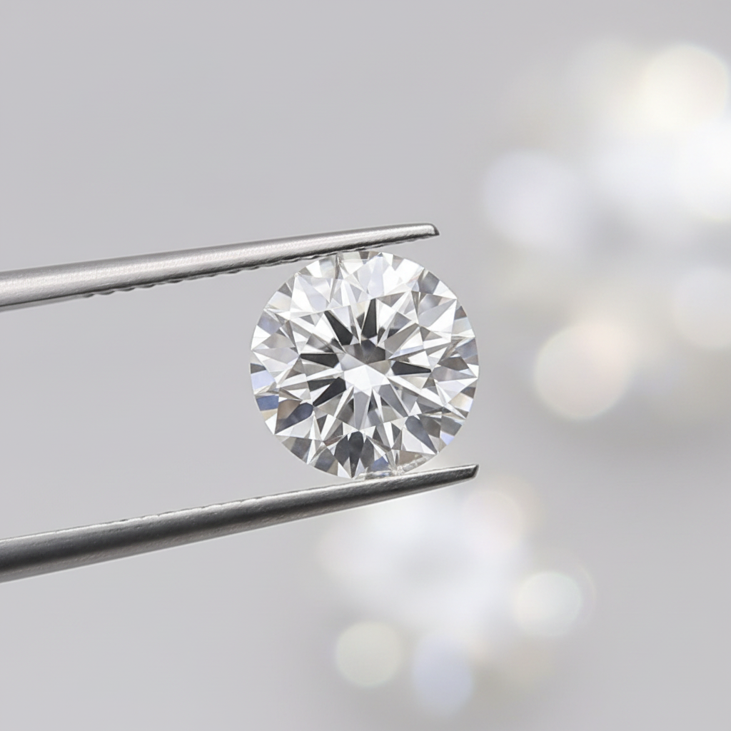 Diamante redondo cultivado em laboratório de 0,50 quilates, VVS2/D