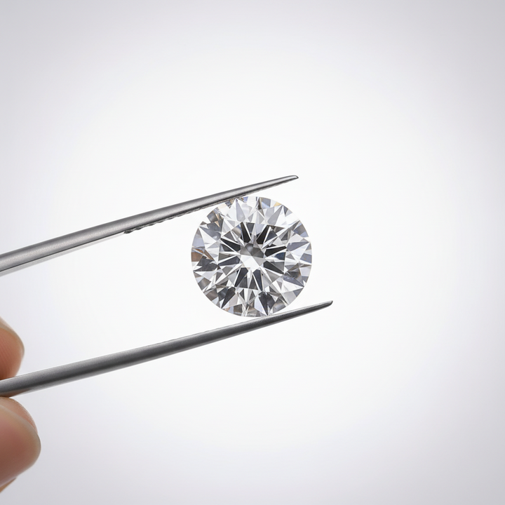 Diamante redondo cultivado em laboratório de 0,50 quilates, VVS2/D