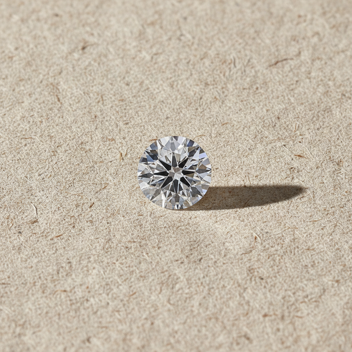 Diamante redondo cultivado em laboratório de 0,50 quilates, VVS2/D
