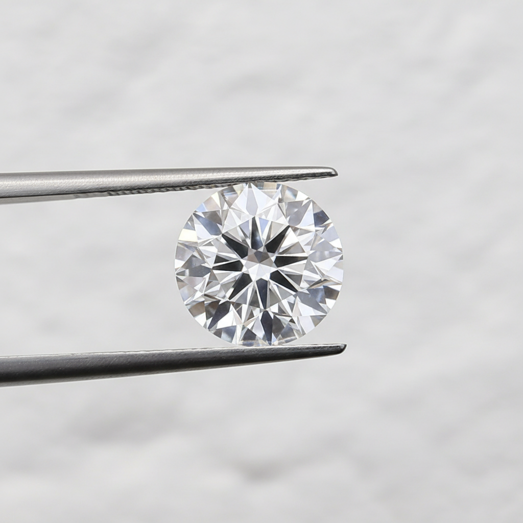 Diamante redondo cultivado em laboratório de 0,50 quilates, VVS2/D