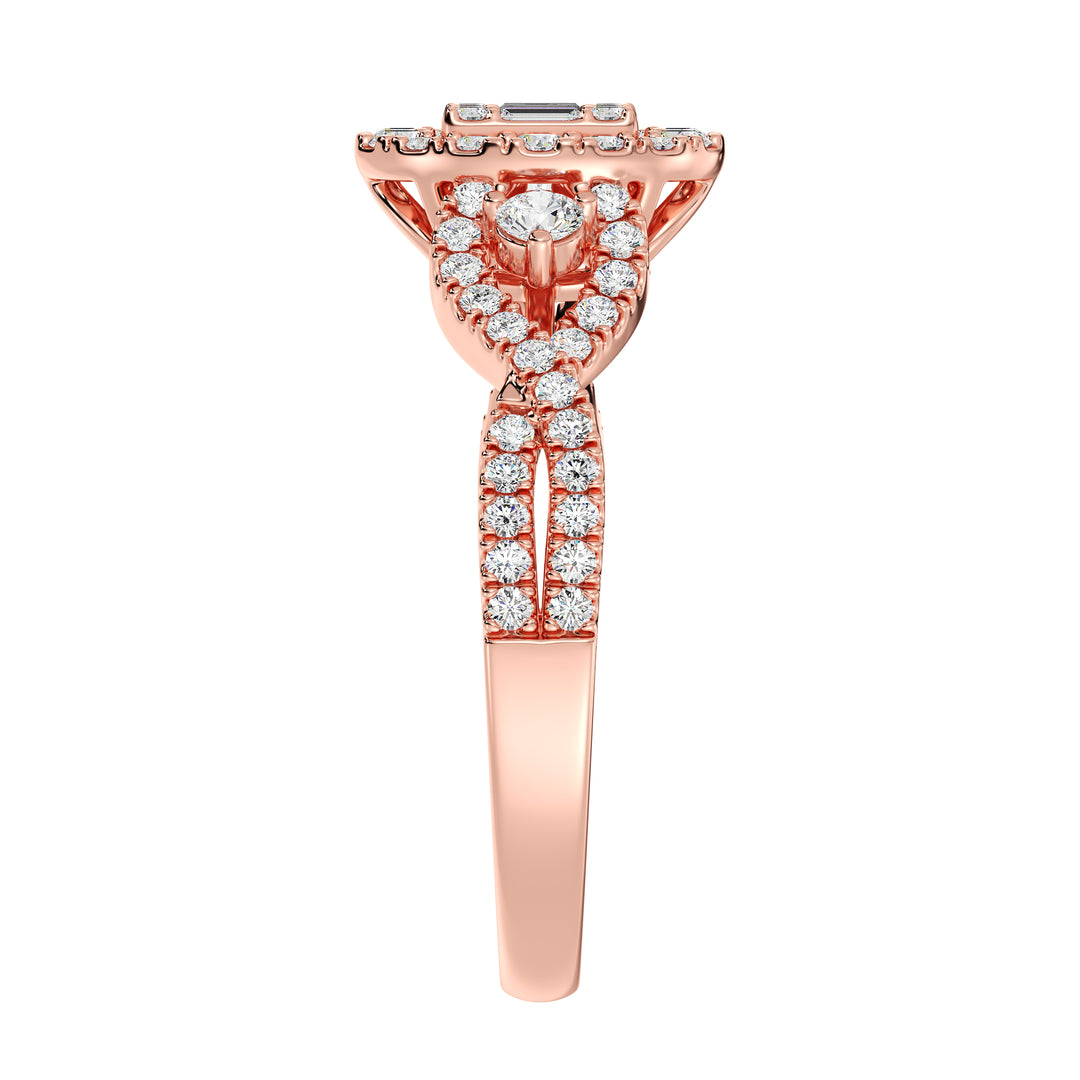 0.67CTTW Round EF-VS Lab-Grown Diamond Oval Cluster Engagement Ring in 18K Rose Gold