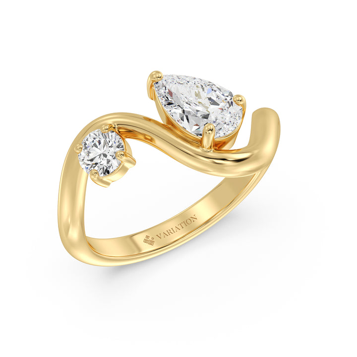 1.24 Ct Round and Pear Cut Lab Grown Diamond Toi et Moi Ring