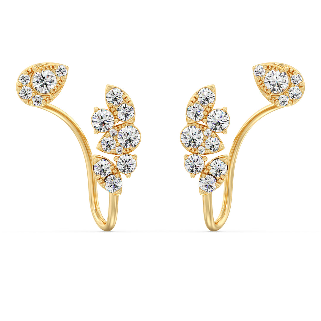 1.25 Carat Lab Grown Diamond Cluster Stud Earrings in 18K Yellow Gold