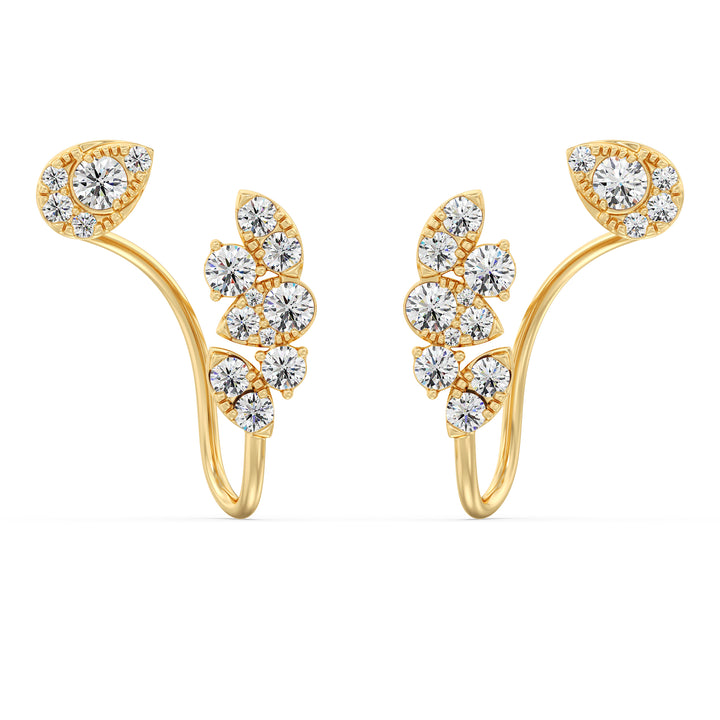 1.25 Carat Lab Grown Diamond Cluster Stud Earrings in 18K Yellow Gold