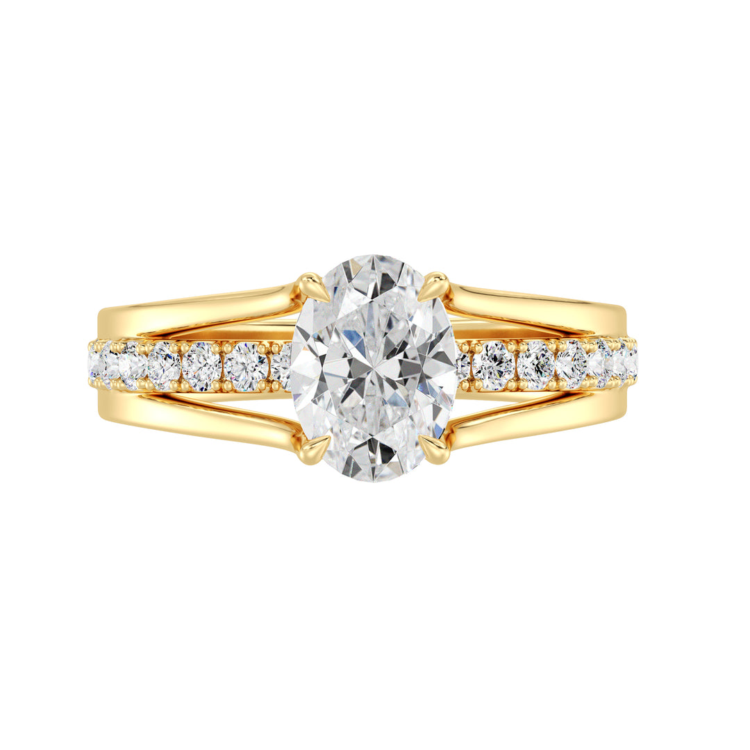 1.91 CTW Oval Cut Lab Grown Diamond Halo Ring in Yellow Gold