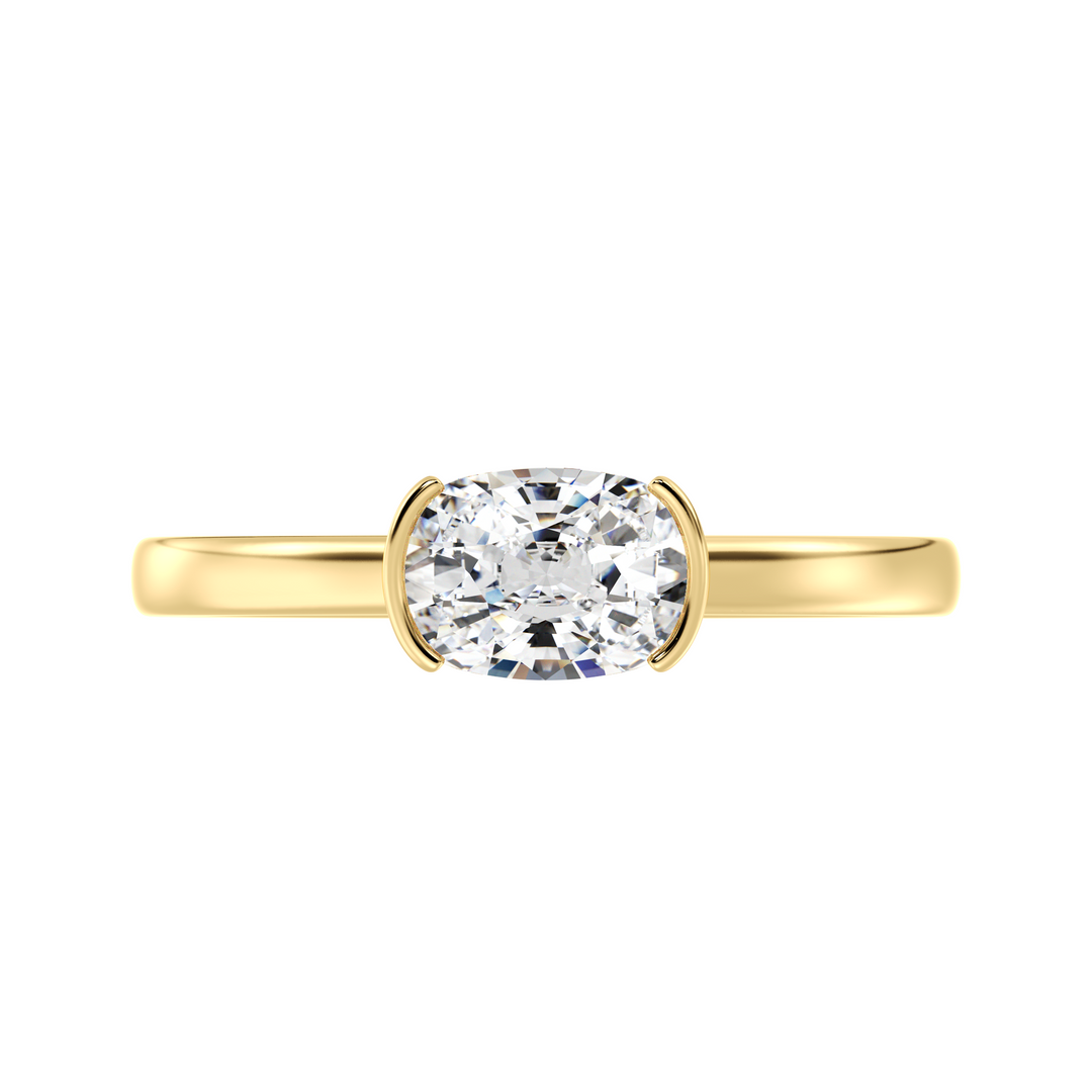1 Carat Oval Diamond Bezel Set Ring in 18K Yellow Gold