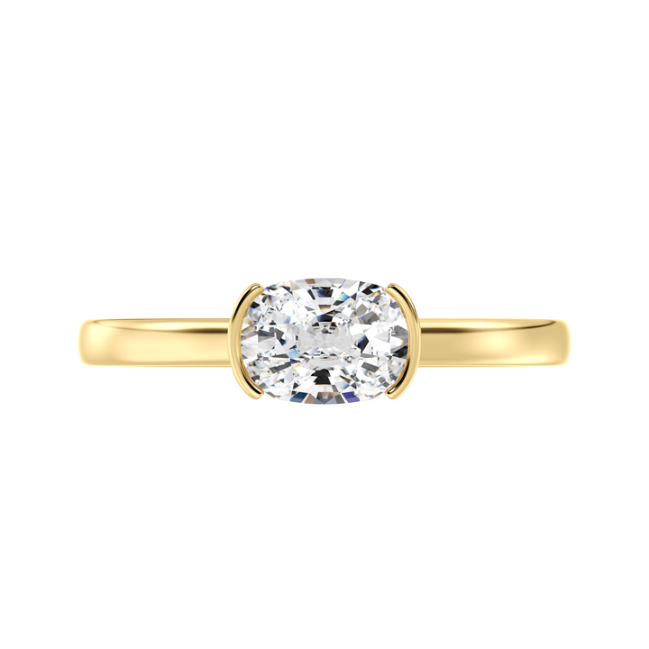 1 Carat Oval Diamond Bezel Set Ring in 18K Yellow Gold