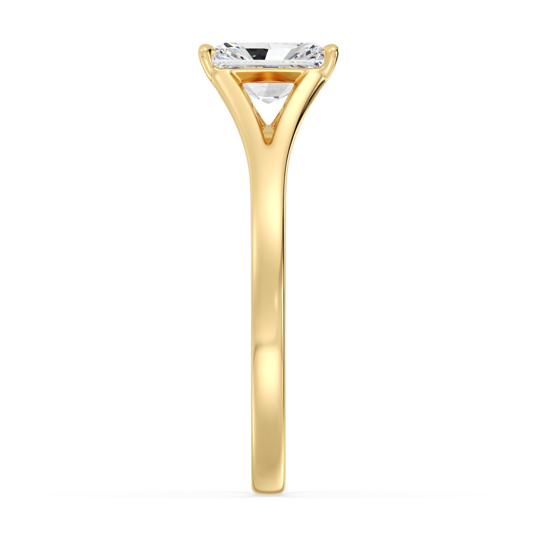 1 Carat Radiant Diamond Split Shank Ring in 18K Yellow Gold