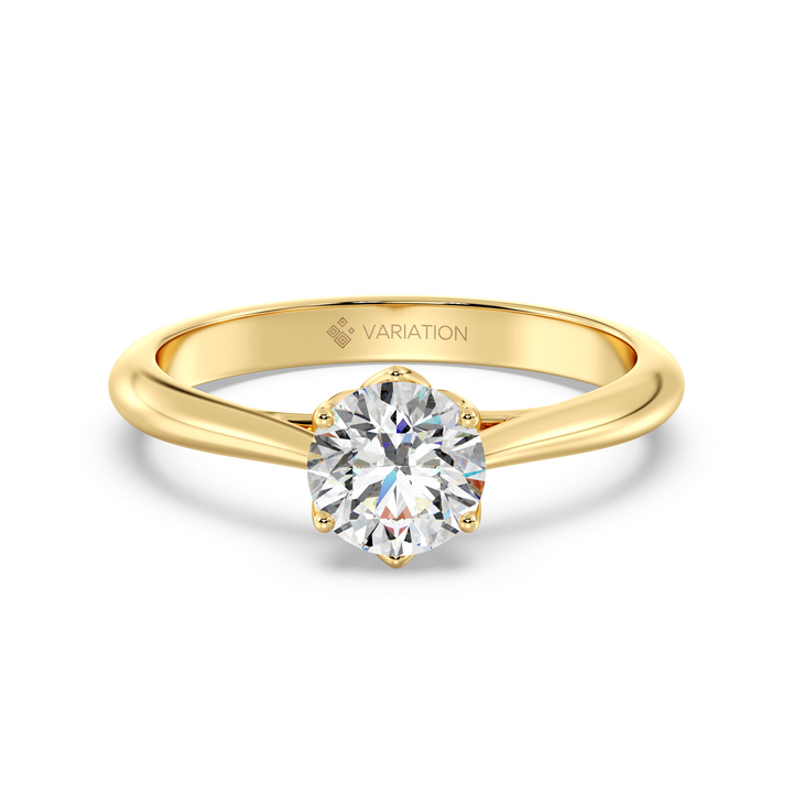 1 Carat Round Brilliant Diamond Solitaire Engagement Ring in Yellow Gold