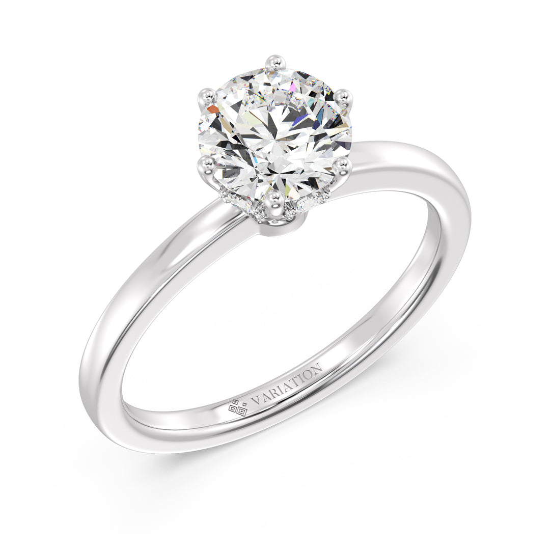 1 Carat Round Cut Hidden Halo Lab Grown Diamond Solitaire Ring in 18K White Gold