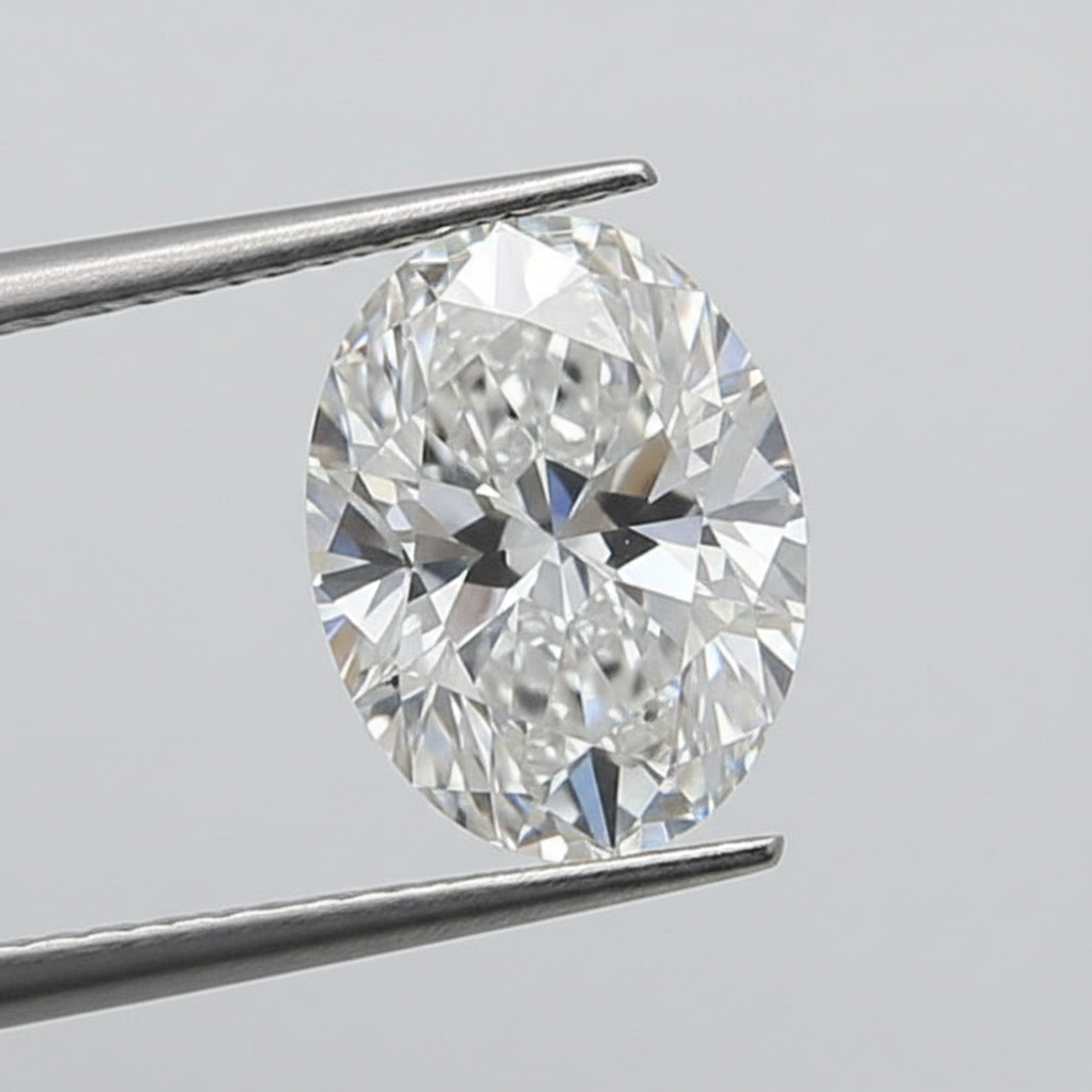1,00 karaat ovaal geslepen laboratoriumdiamant, VVS2/E
