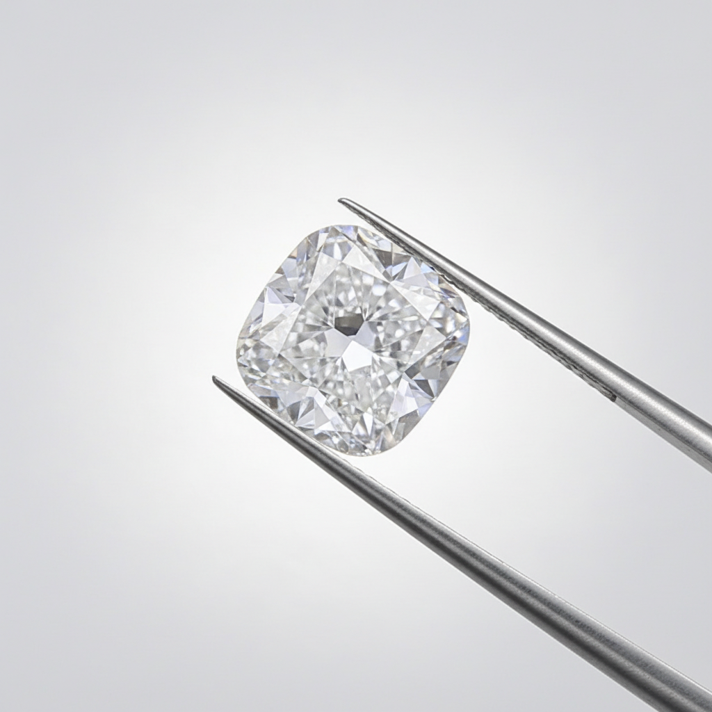 1,00 karaat kussengeslepen laboratorium-gegroeide diamant, VS1/D