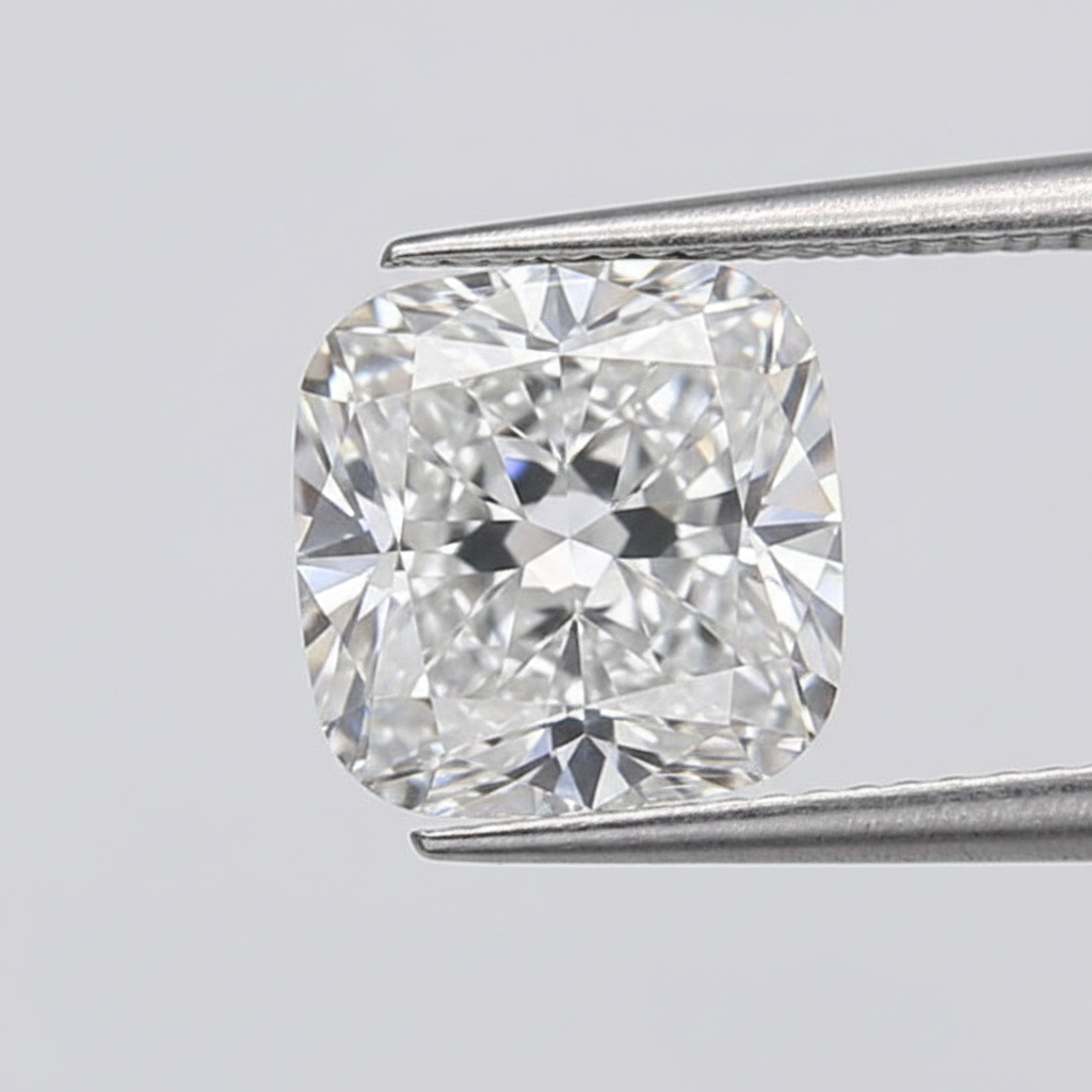 Diamante cultivado em laboratório com corte almofadado de 1,00 quilates, VS1/D