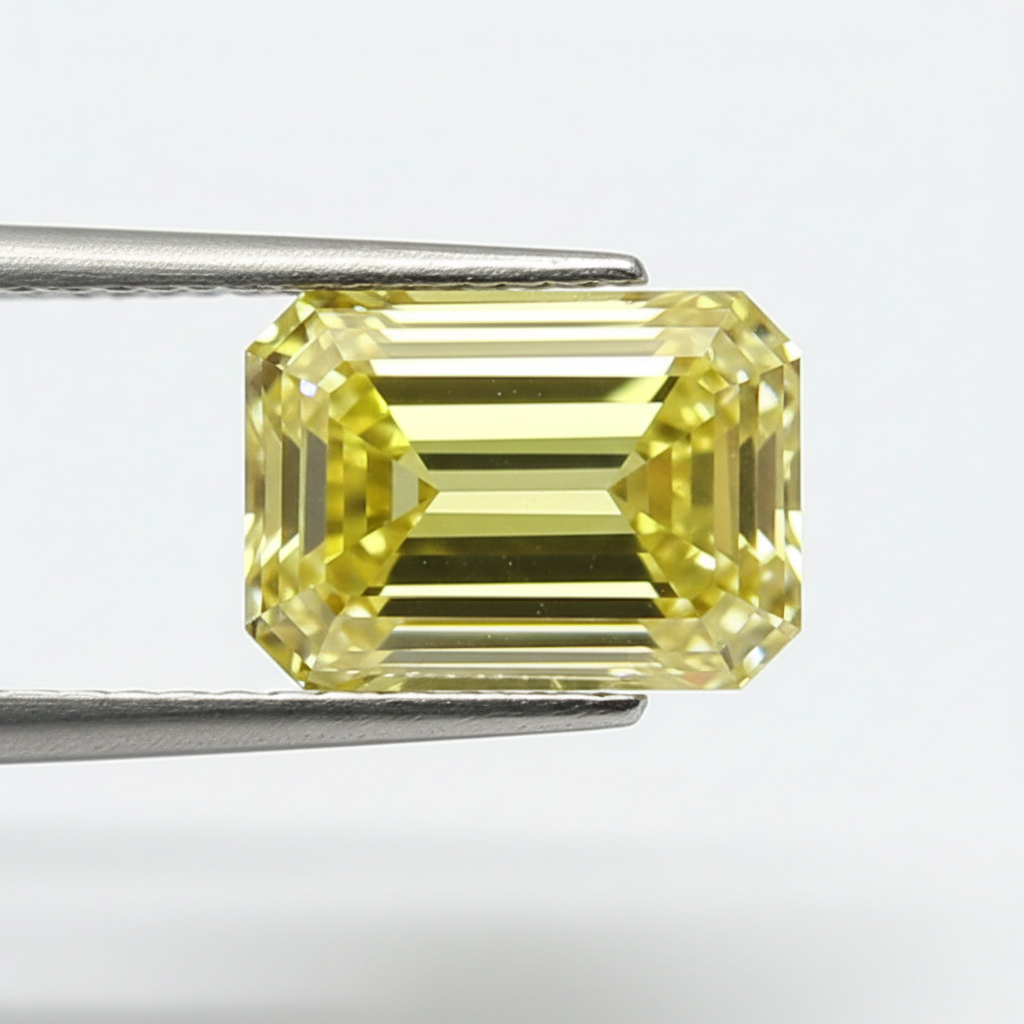 1.00 Carat Emerald Cut Lab Grown Diamond, VS1/Fancy Light Yellow