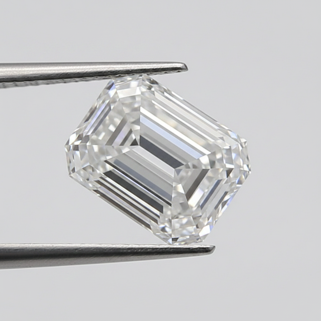 Diamant émeraude cultivé en laboratoire de 1,00 carat, VS2/D