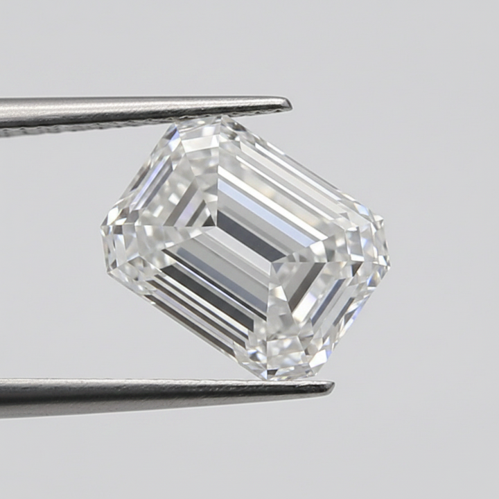 Diamant émeraude cultivé en laboratoire de 1,00 carat, VS2/D