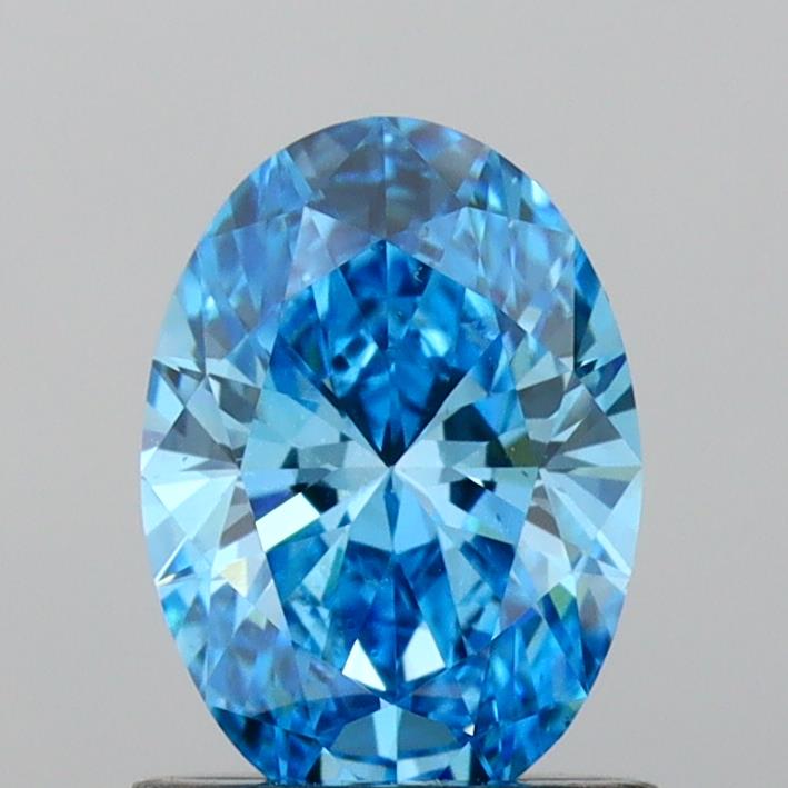 1.00 Carat Oval Cut Lab Grown Diamond VS2Fancy Vivid Blue