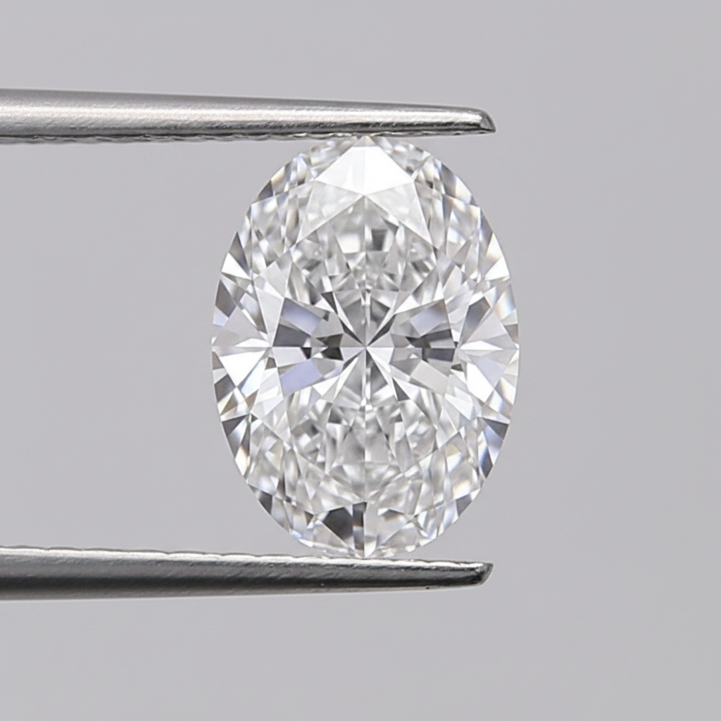 1,00 karaat ovaal geslepen laboratoriumdiamant, VVS2/D