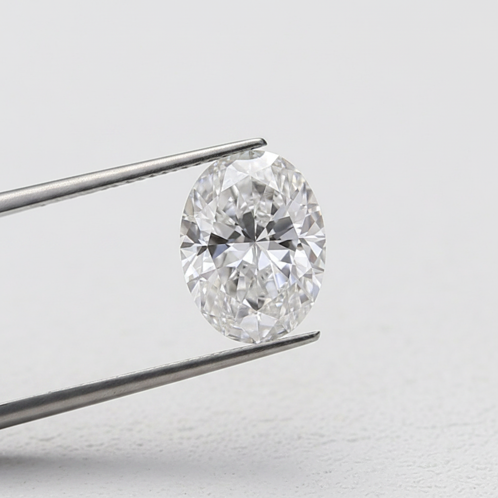 1,00 karaat ovaal geslepen laboratoriumdiamant, VVS2/D