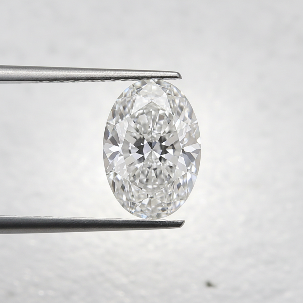 1,00 karaat ovaal geslepen laboratoriumdiamant, VVS2/E