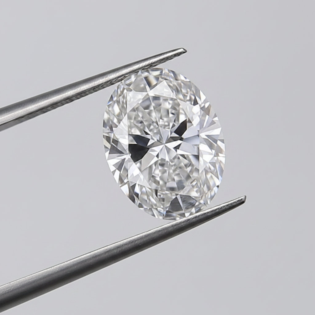 1,00 karaat ovaal geslepen laboratoriumdiamant, VVS2/E