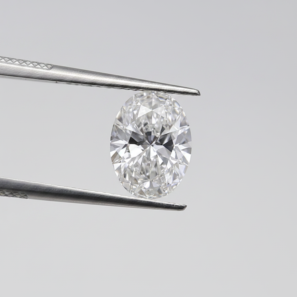 1,00 karaat ovaal geslepen laboratoriumdiamant, VVS2/E