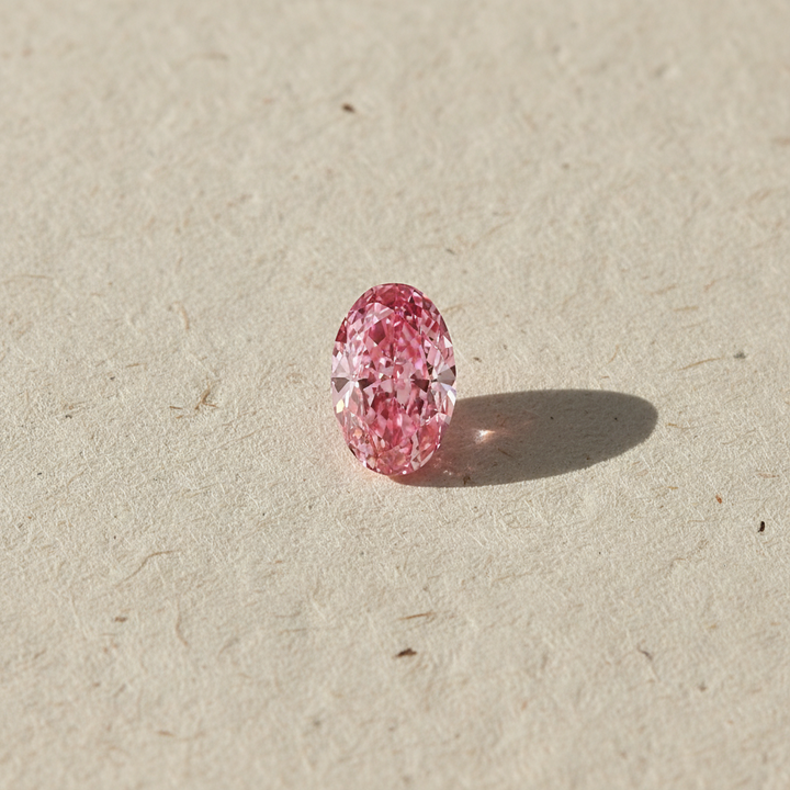 1,00 karaat ovale geslepen laboratoriumdiamant, VVS2/fancy levendig roze