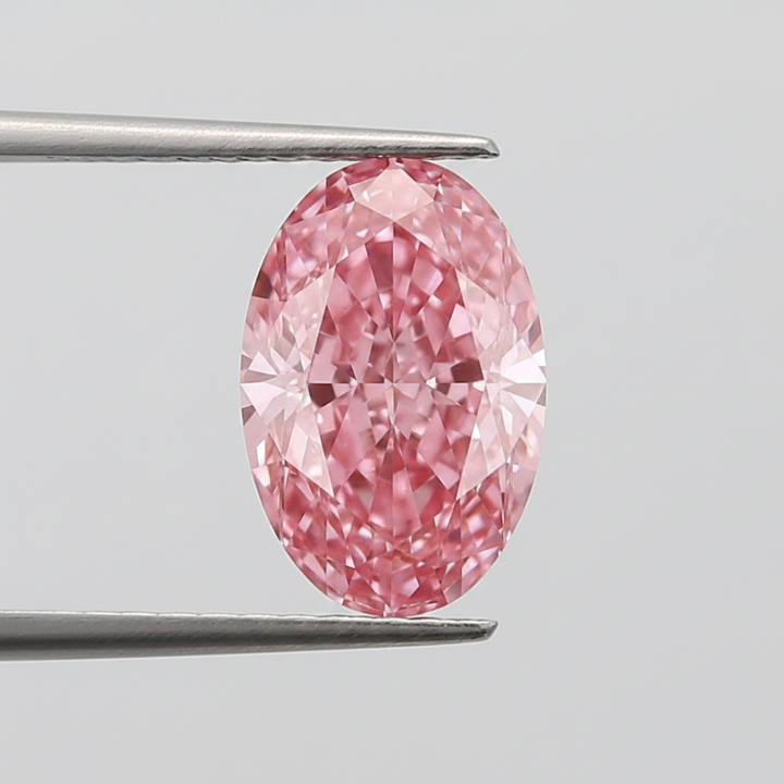 1,00 karaat ovale geslepen laboratoriumdiamant, VVS2/fancy levendig roze