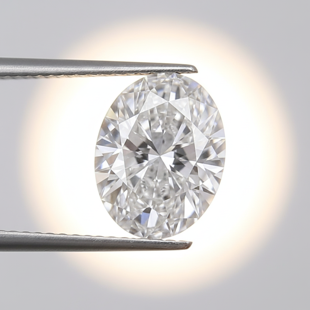 1,00 karaat ovale lab-grown diamant, VS1/E
