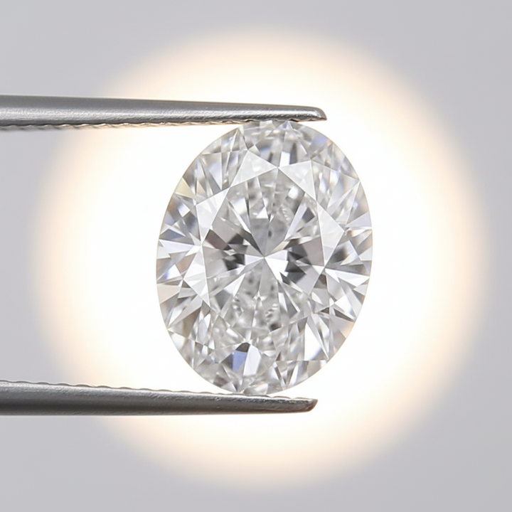 1,00 karaat ovale lab-grown diamant, VS1/E