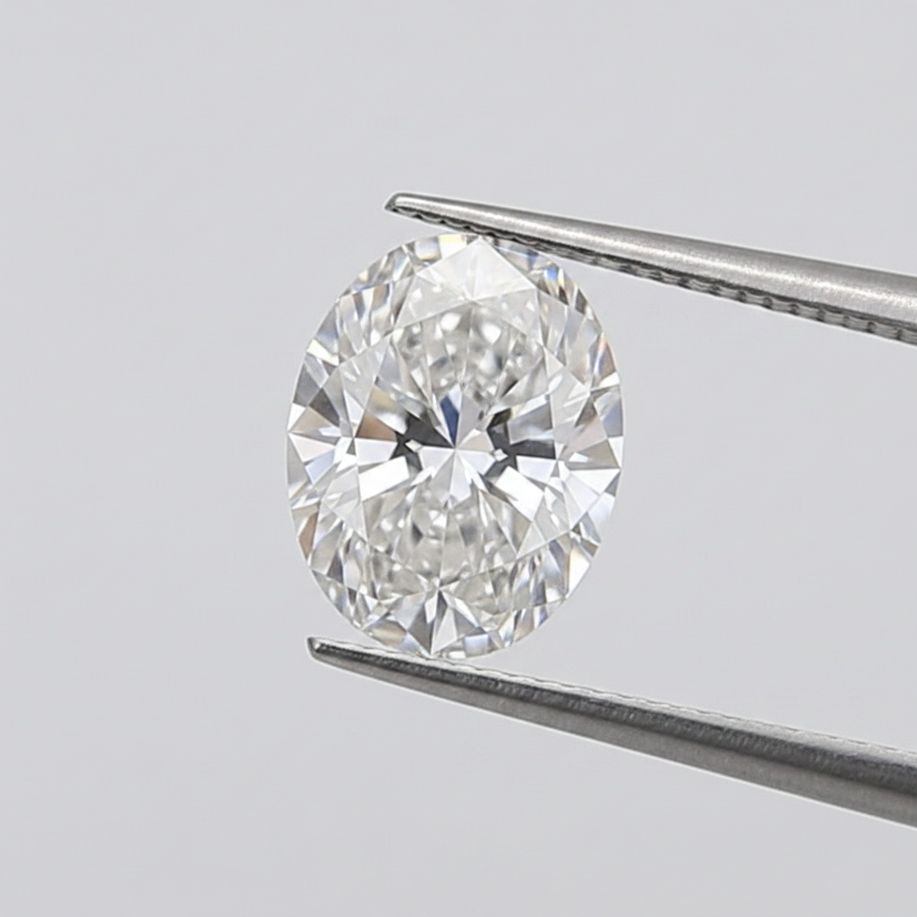 1,00 karaat ovale lab-grown diamant, VS1/E