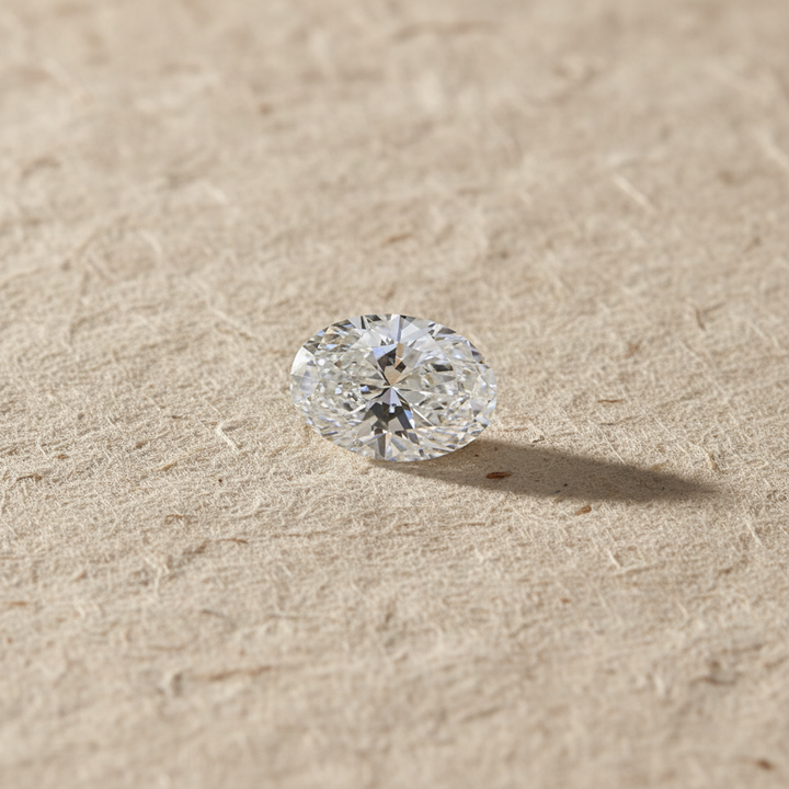 1,00 karaat ovale lab-grown diamant, VS1/E