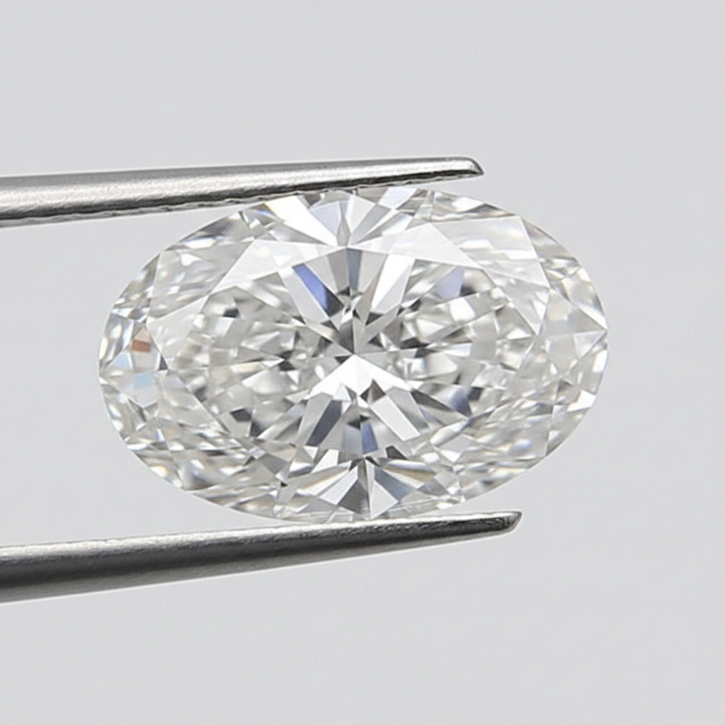 1,00 karaat ovale lab-grown diamant, VS1/E