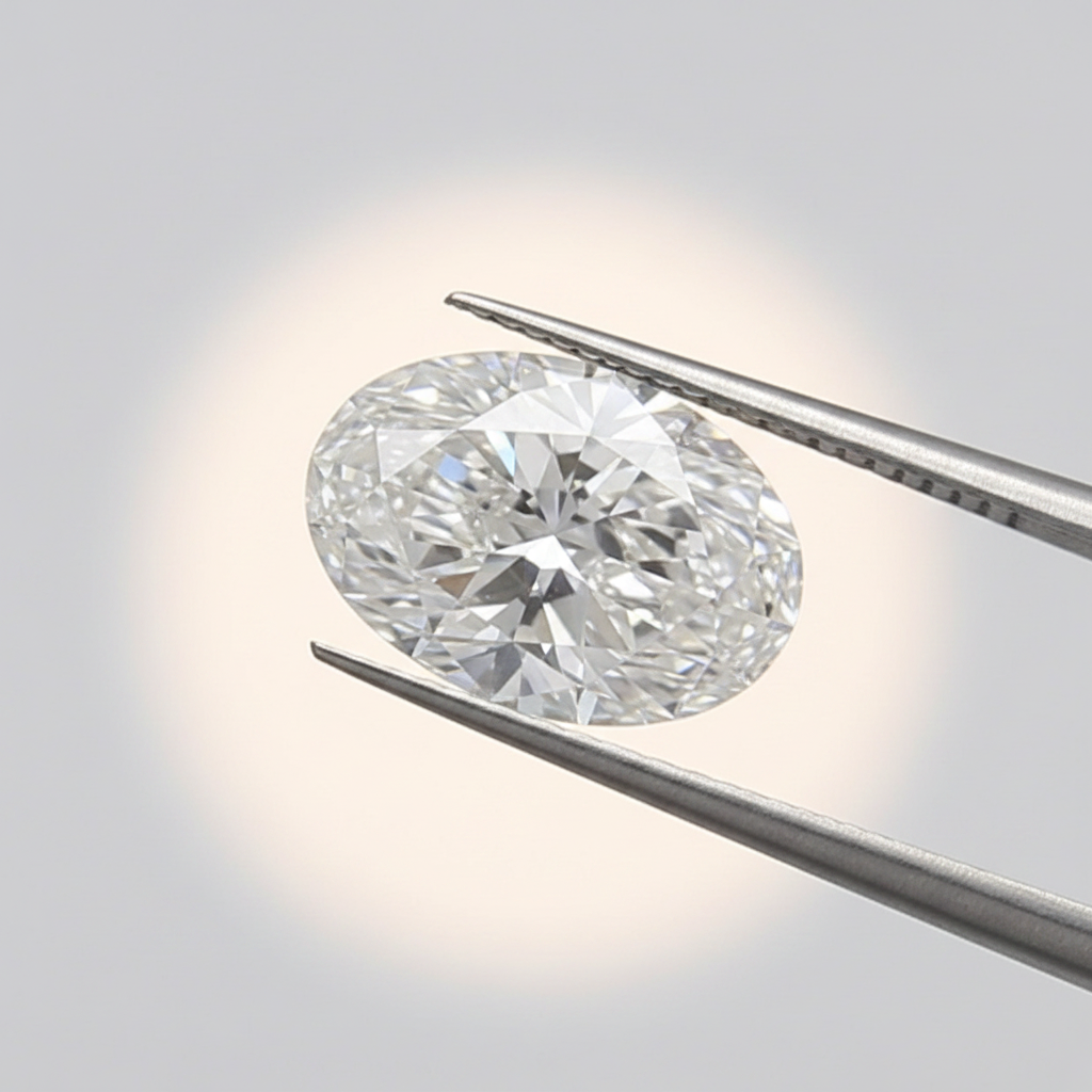 1,00 karaat ovale lab-grown diamant, VS1/E
