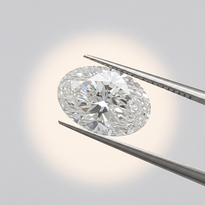 1,00 karaat ovale lab-grown diamant, VS1/E