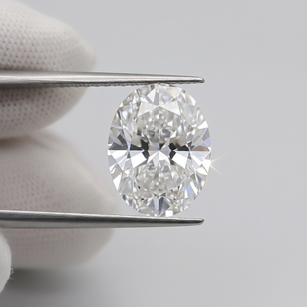 1,00 karaat ovale lab-grown diamant, VS2/D