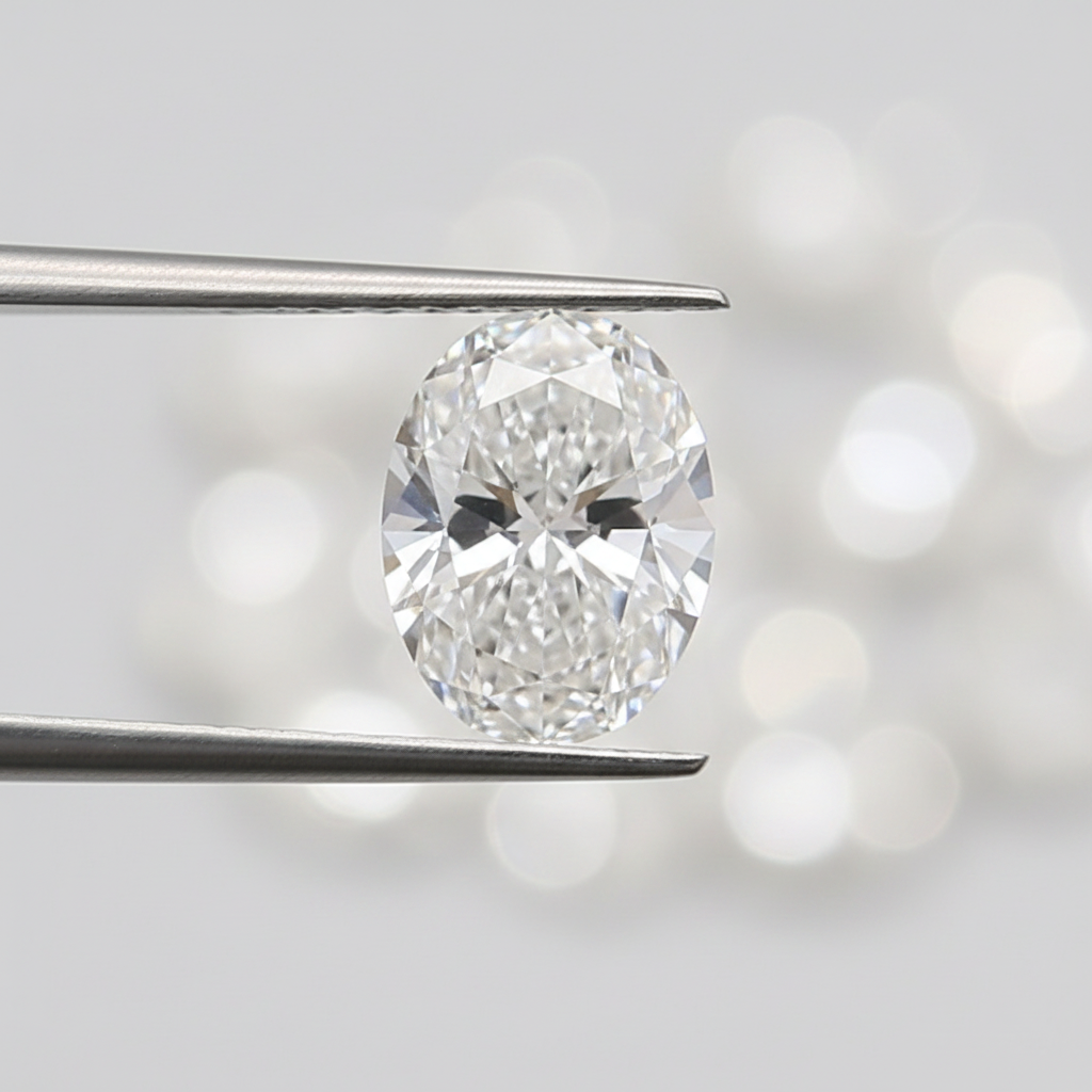 1,00 karaat ovale lab-grown diamant, VS2/E