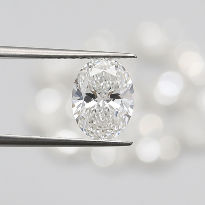 1,00 karaat ovale lab-grown diamant, VS2/E