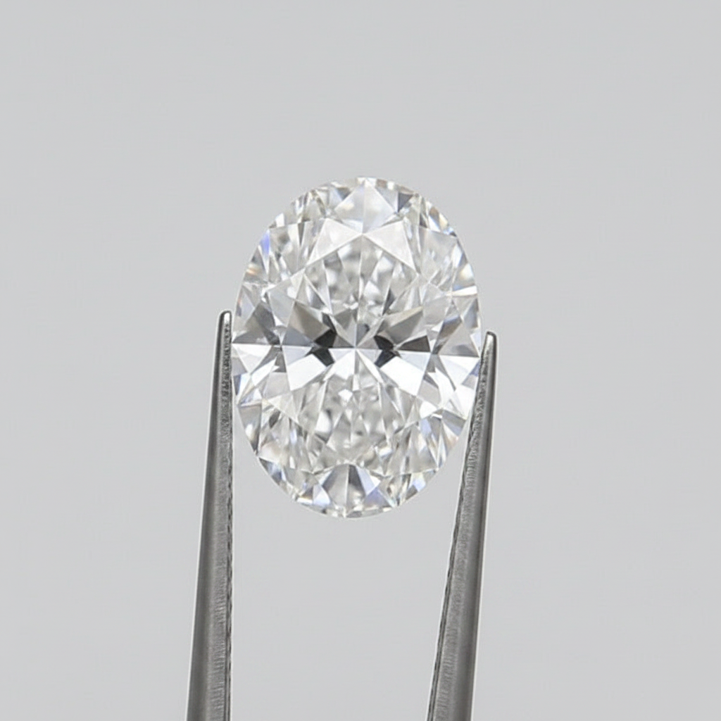 1,00 karaat ovale lab-grown diamant, VS2/E