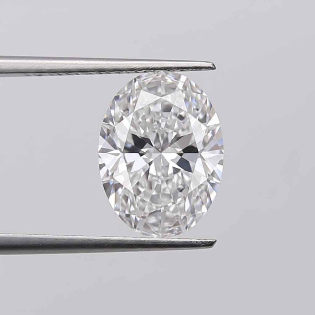 1,00 karaat ovale lab-grown diamant, VVS2/D