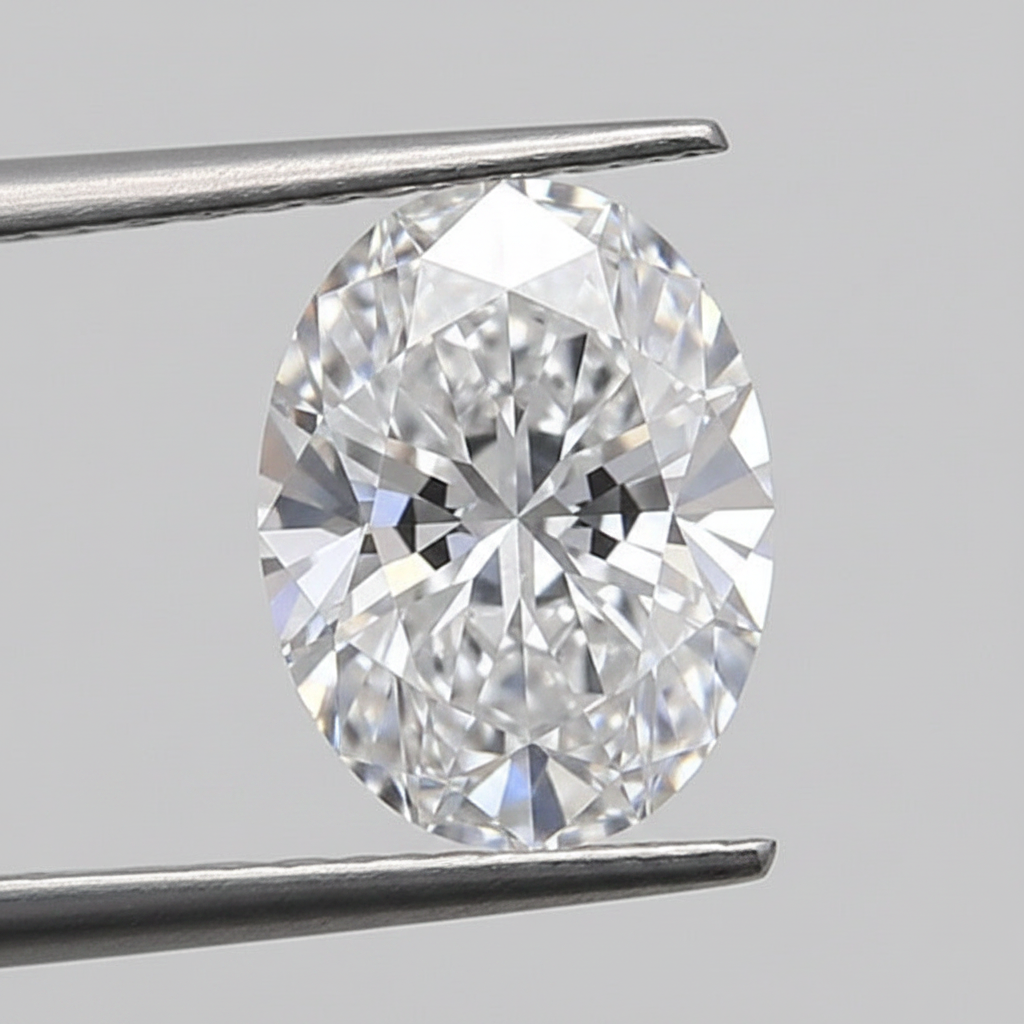 1,00 karaat ovale lab-grown diamant, VVS2/D