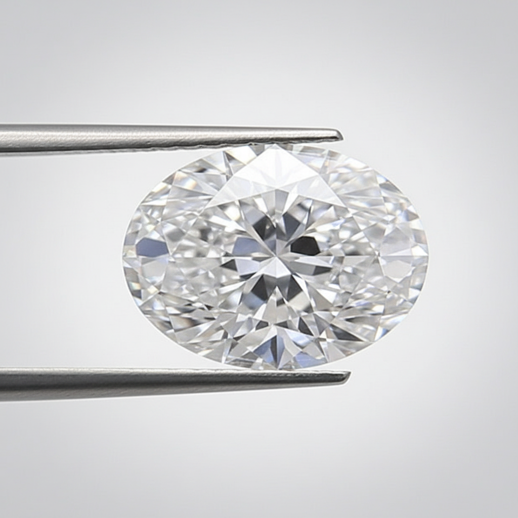 1,00 karaat ovale lab-grown diamant, VVS2/D