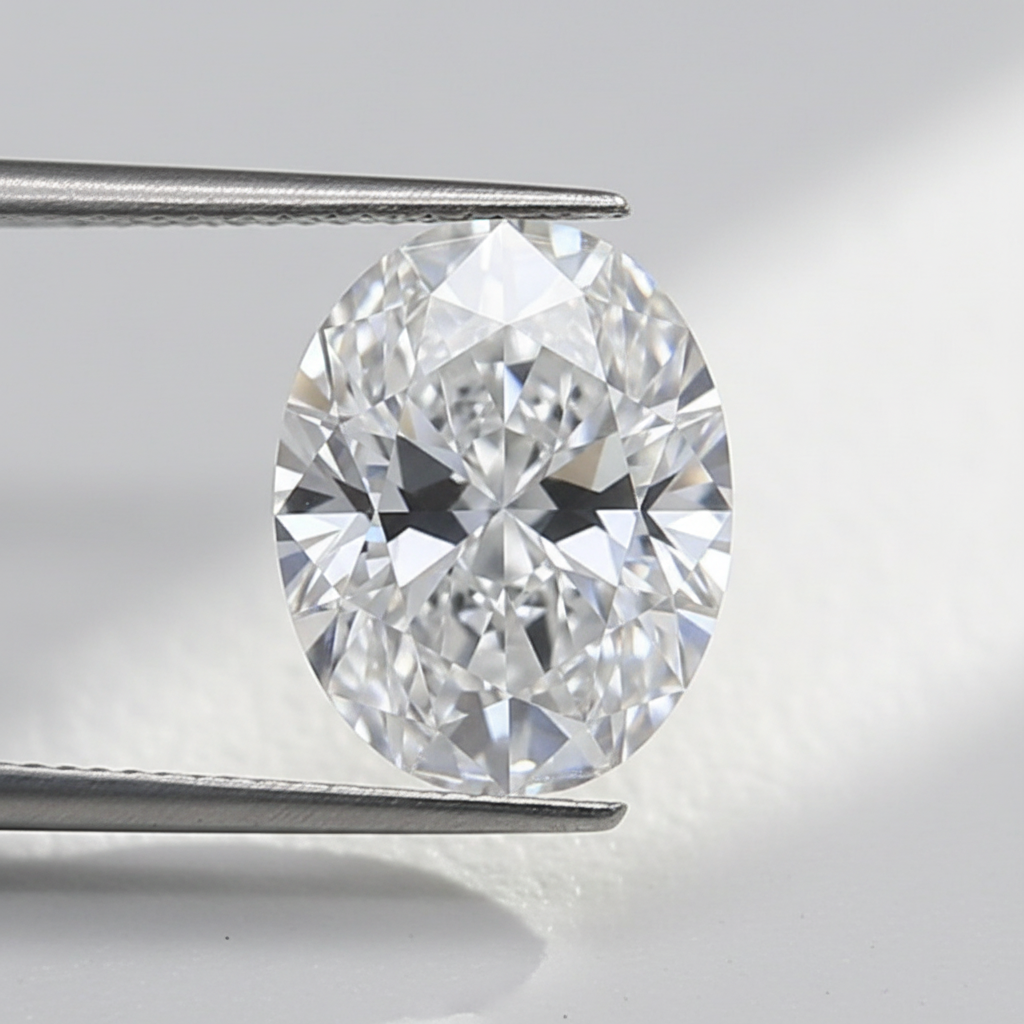 1,00 karaat ovale lab-grown diamant, VVS2/D