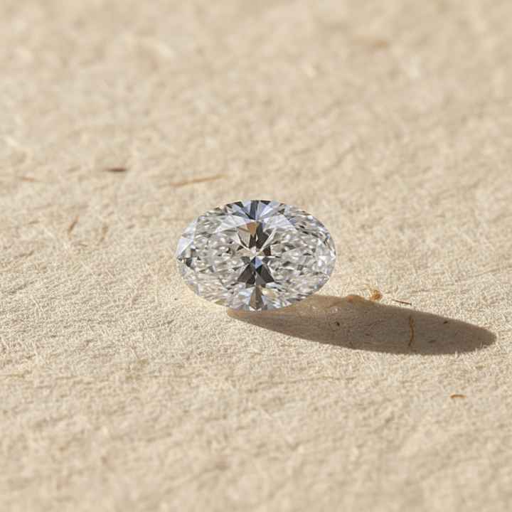 1,00 karaat ovale lab-grown diamant, VVS2/D