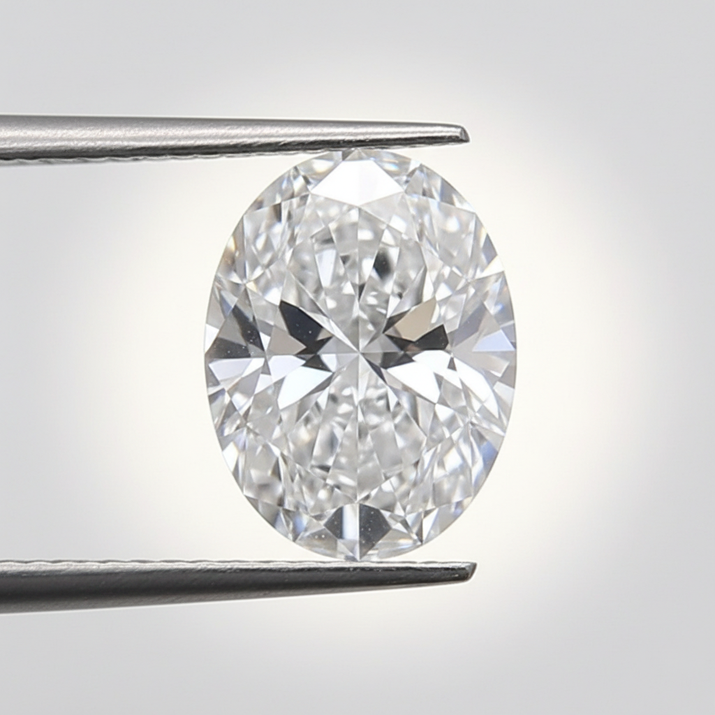 1,00 karaat ovale lab-grown diamant, VVS2/D
