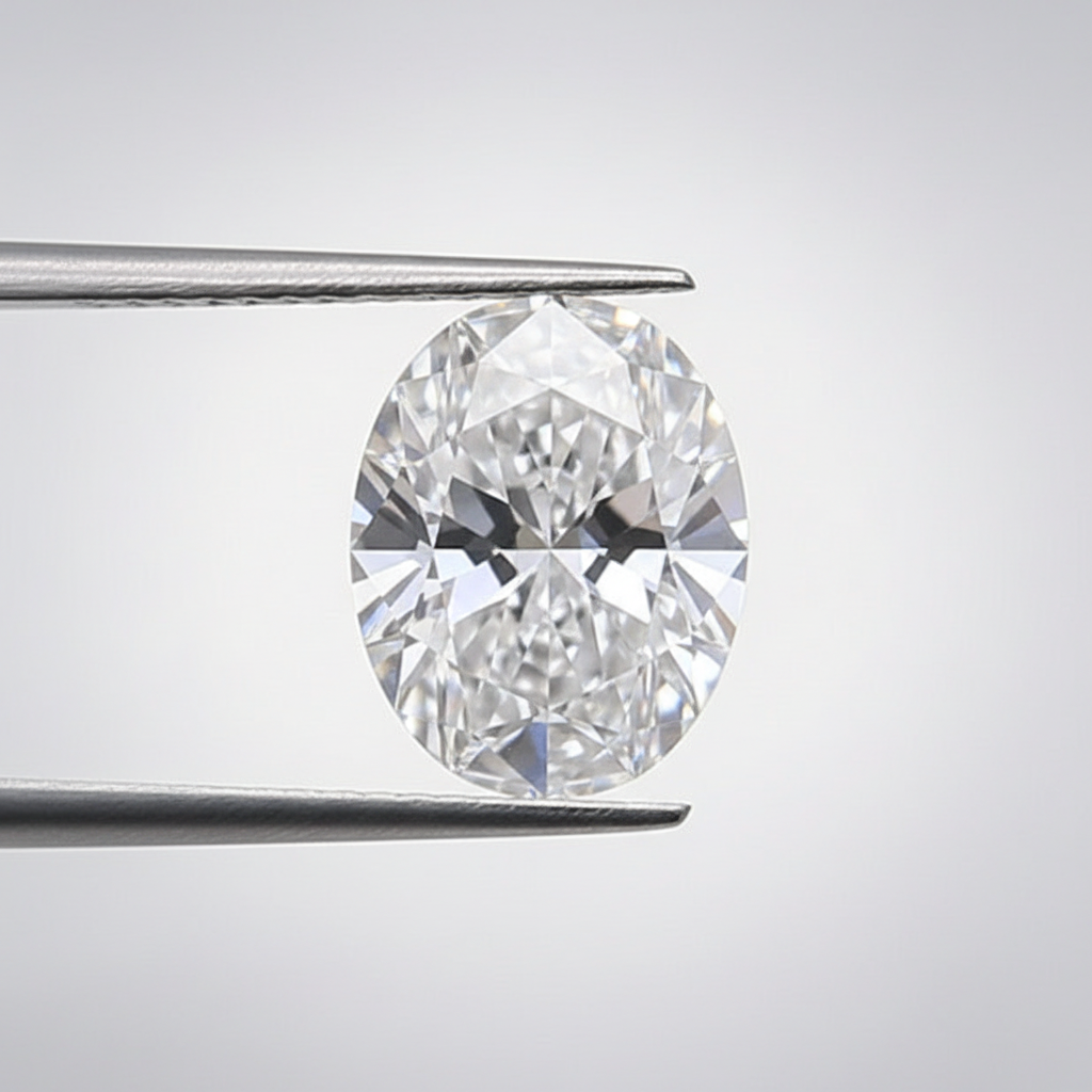 1,00 karaat ovale lab-grown diamant, VVS2/D
