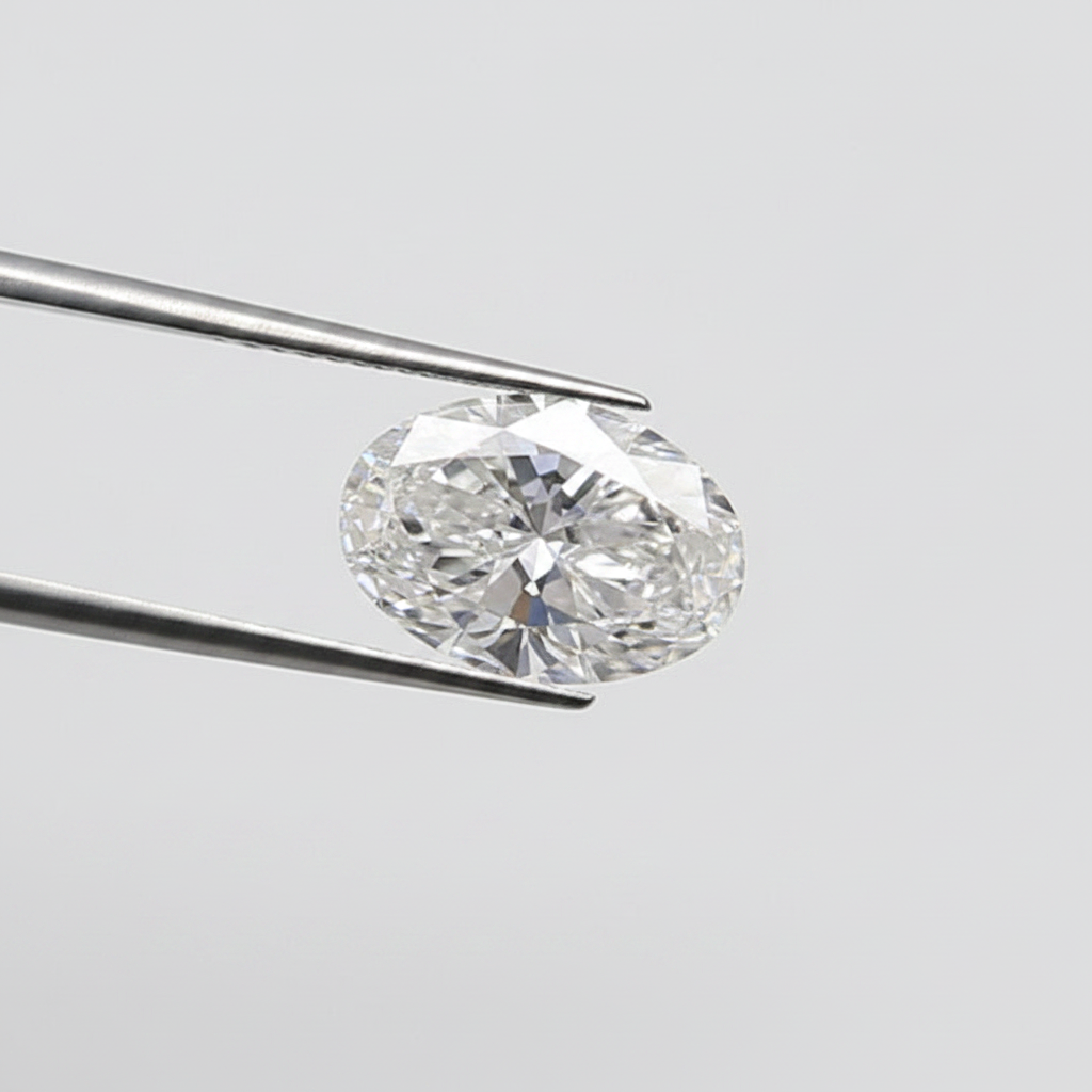 1,00 karaat ovale lab-grown diamant, VVS2/E
