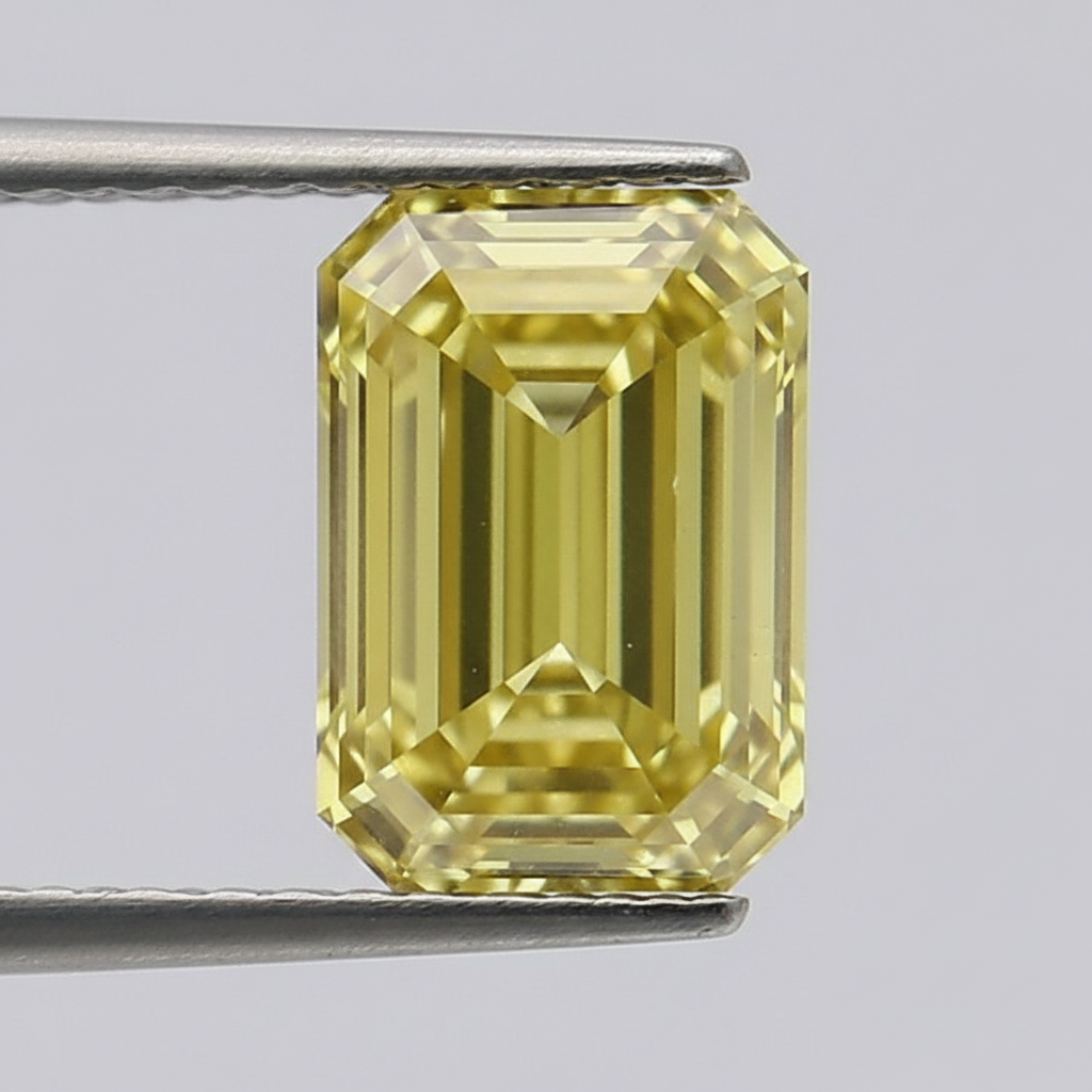 1.01 Carat Emerald Cut Lab Grown Diamond, VS1/Fancy Brownish Yellow