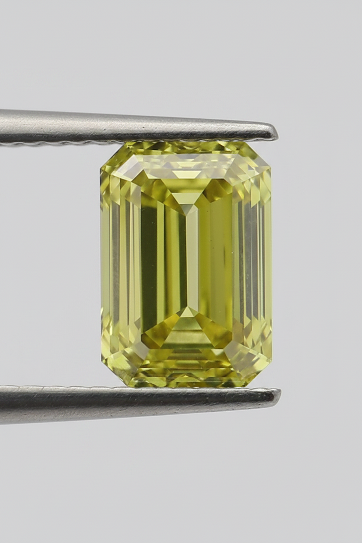 1.01 Carat Emerald Cut Lab Grown Diamond, VVS2/Fancy Grayish Yellow